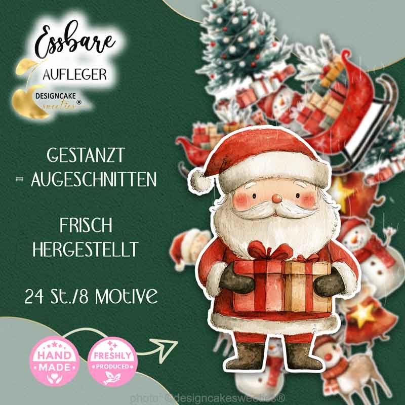 Cupcake Deko essbar einfach Weihnachtsmotive Weihnachtsmann Muffin Aufleger