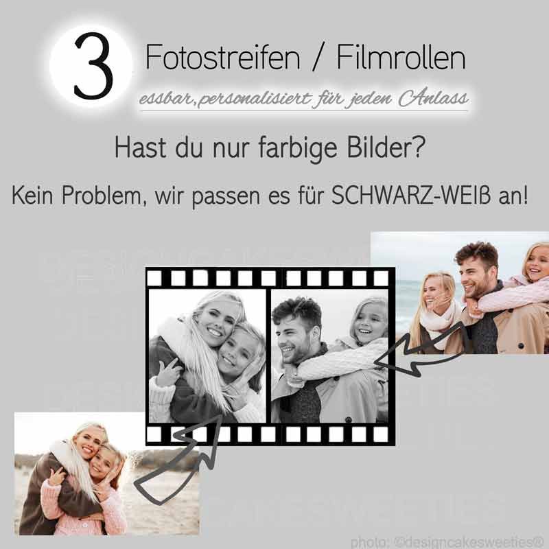 Tortenband Tortendeko als Filmstreifen essbar und in schwarz weiß Optik