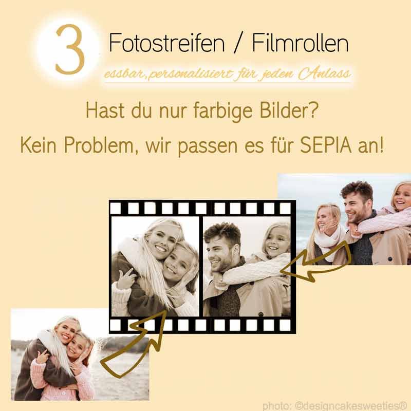 Tortenband Tortendeko als Filmstreifen essbar und in sepia Optik groß