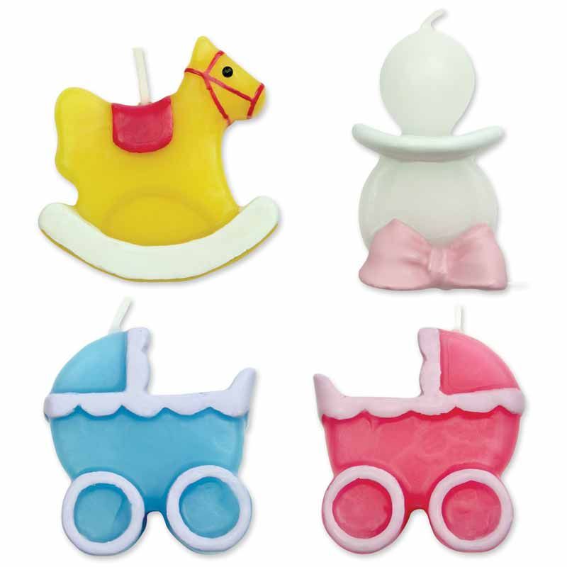 Kerzen Baby-Motive 4er-Set 5,5 cm