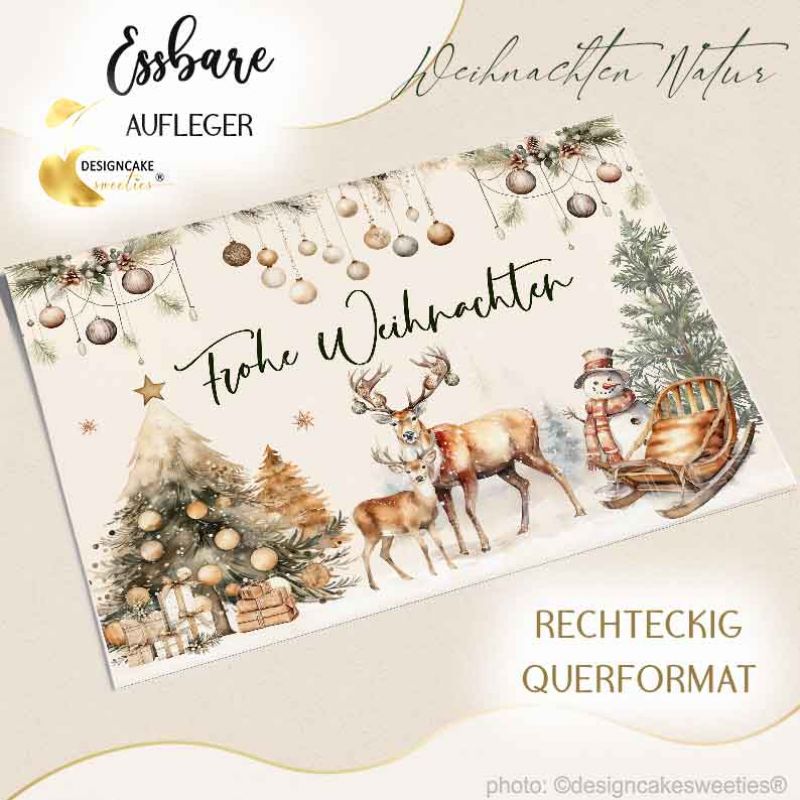 Tortendeko Weihnachten rechteckig Tortenaufleger für Kuchen