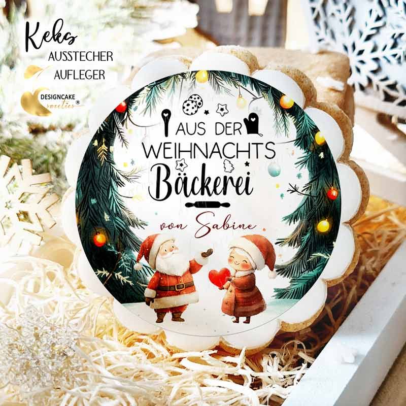 Ausstechform Weihnachten Weihnachtsmann Spruch rund Fondant personalisiert