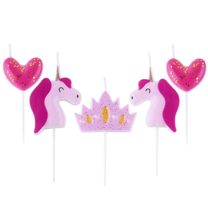 Kerzen Prinzessin-Motive 5er-Set