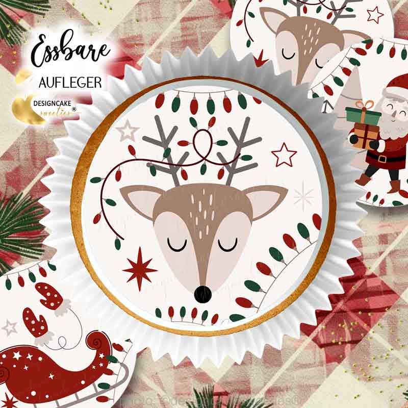 Essbare Cupcake Topper Weihnachten skandinavisch Stil