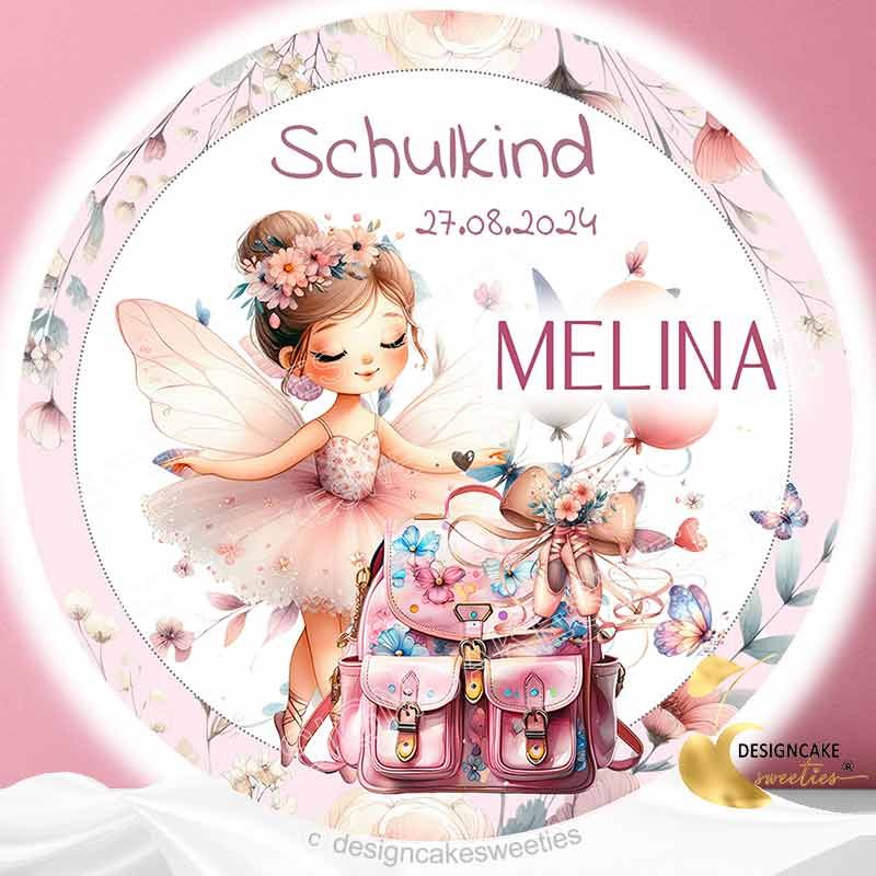 Tortenaufleger Schulanfang Ballerina Design personalisiert nach Wunsch